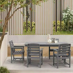 Hyleory 7pc Outdoor Dining Set, 66.9'' Rectangular Table w/Umbrella Hole and 6 Chairs