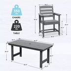 Hyleory 7pc Outdoor Dining Set, 66.9'' Rectangular Table w/Umbrella Hole and 6 Chairs