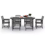 Hyleory 7pc Outdoor Dining Set, 66.9'' Rectangular Table w/Umbrella Hole and 6 Chairs