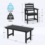 Hyleory 7pc Outdoor Dining Set, 66.9'' Rectangular Table w/Umbrella Hole and 6 Chairs
