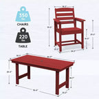Hyleory 7pc Outdoor Dining Set, 66.9'' Rectangular Table w/Umbrella Hole and 6 Chairs