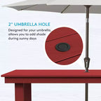 Hyleory 7pc Outdoor Dining Set, 66.9'' Rectangular Table w/Umbrella Hole and 6 Chairs