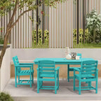 Hyleory 7pc Outdoor Dining Set, 66.9'' Rectangular Table w/Umbrella Hole and 6 Chairs