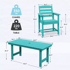 Hyleory 7pc Outdoor Dining Set, 66.9'' Rectangular Table w/Umbrella Hole and 6 Chairs