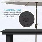 Hyleory 7pc Outdoor Dining Set, 66.9'' Rectangular Table w/Umbrella Hole and 6 Chairs