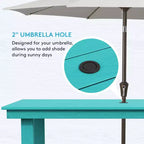 Hyleory 7pc Outdoor Dining Set, 66.9'' Rectangular Table w/Umbrella Hole and 6 Chairs