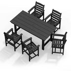 Hyleory 7pc Outdoor Dining Set, 66.9'' Rectangular Table w/Umbrella Hole and 6 Chairs