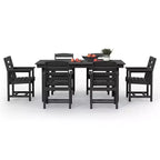 Hyleory 7pc Outdoor Dining Set, 66.9'' Rectangular Table w/Umbrella Hole and 6 Chairs