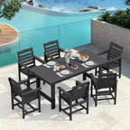 Hyleory 7pc Outdoor Dining Set, 66.9'' Rectangular Table w/Umbrella Hole and 6 Chairs