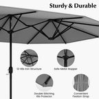 Costway 10 Pieces Patio Wicker Dining Set with Double-Sided Patio Umbrella 8 Armchairs Grey/Red/Orange/Turquoise/Beige/Coffee