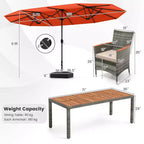 Costway 10 Pieces Patio Wicker Dining Set with Double-Sided Patio Umbrella 8 Armchairs Grey/Red/Orange/Turquoise/Beige/Coffee
