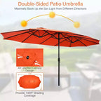 Costway 10 Pieces Patio Wicker Dining Set with Double-Sided Patio Umbrella 8 Armchairs Grey/Red/Orange/Turquoise/Beige/Coffee