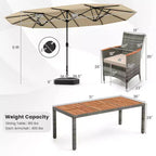 Costway 10 Pieces Patio Wicker Dining Set with Double-Sided Patio Umbrella 8 Armchairs Grey/Red/Orange/Turquoise/Beige/Coffee
