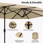Costway 10 Pieces Patio Wicker Dining Set with Double-Sided Patio Umbrella 8 Armchairs Grey/Red/Orange/Turquoise/Beige/Coffee