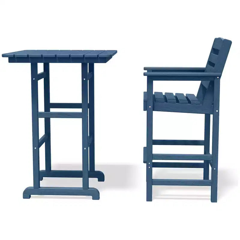 Hyleory 3-Piece HDPE Outdoor Patio Bar Set with Bar Stools