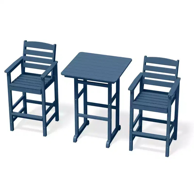 Hyleory 3-Piece HDPE Outdoor Patio Bar Set with Bar Stools
