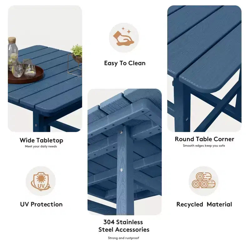Hyleory 3-Piece HDPE Outdoor Patio Bar Set with Bar Stools