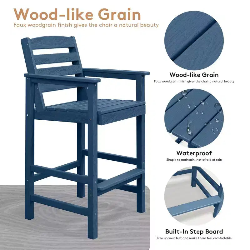 Hyleory 3-Piece HDPE Outdoor Patio Bar Set with Bar Stools