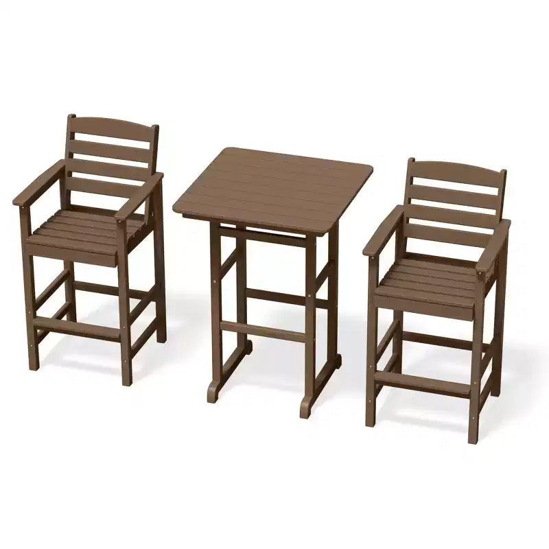 Hyleory 3-Piece HDPE Outdoor Patio Bar Set with Bar Stools
