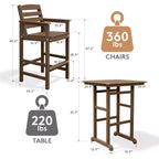 Ensemble de bar de patio extérieur 3 pièces Hyleory en PEHD avec tabourets de bar