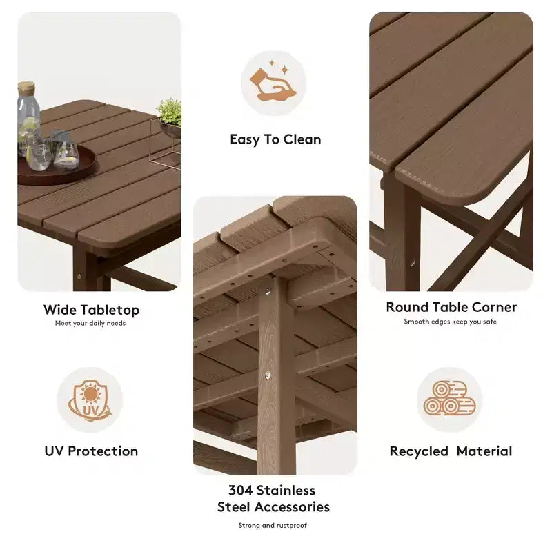 Hyleory 3-Piece HDPE Outdoor Patio Bar Set with Bar Stools