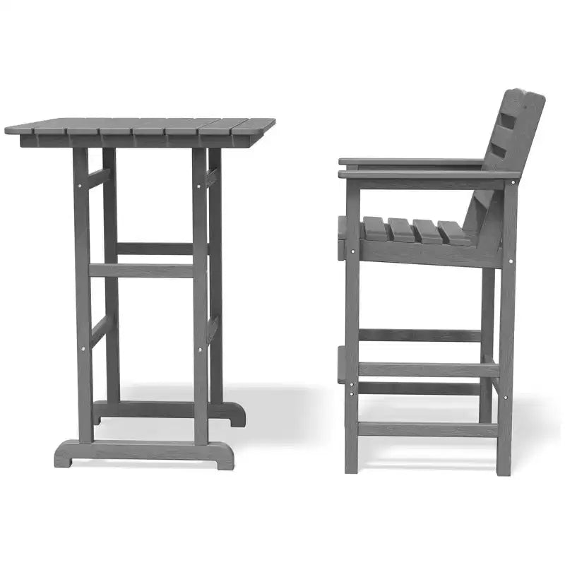Hyleory 3-Piece HDPE Outdoor Patio Bar Set with Bar Stools