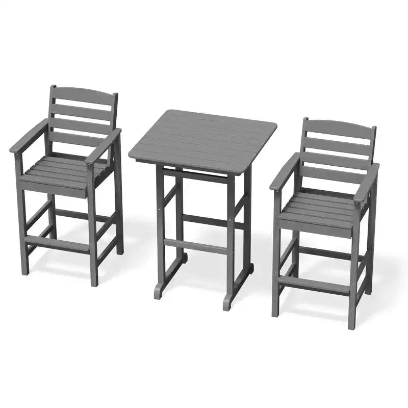 Hyleory 3-Piece HDPE Outdoor Patio Bar Set with Bar Stools