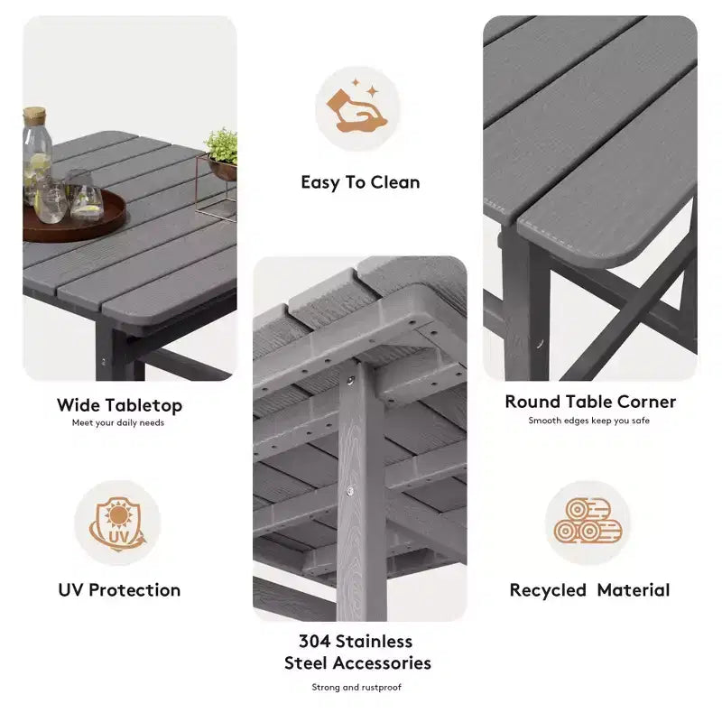 Hyleory 3-Piece HDPE Outdoor Patio Bar Set with Bar Stools