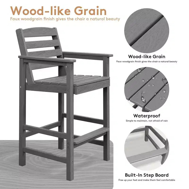 Hyleory 3-Piece HDPE Outdoor Patio Bar Set with Bar Stools
