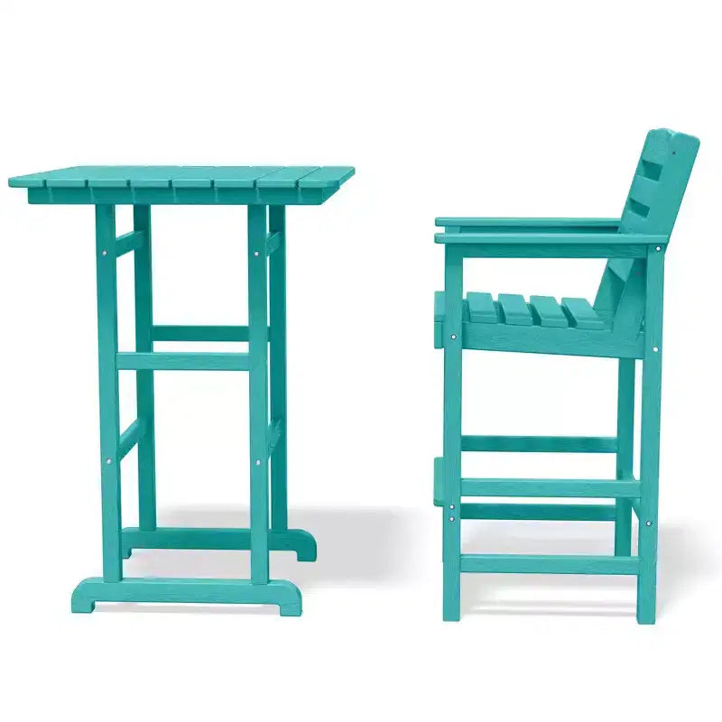 Hyleory 3-Piece HDPE Outdoor Patio Bar Set with Bar Stools