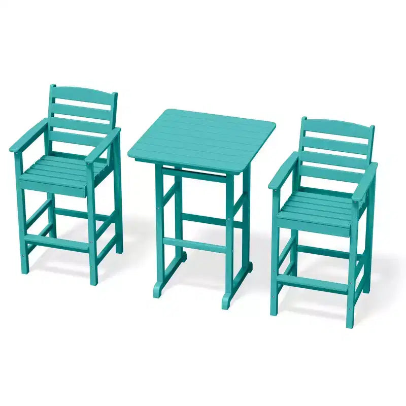 Hyleory 3-Piece HDPE Outdoor Patio Bar Set with Bar Stools