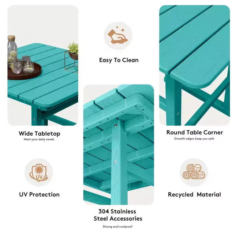 Hyleory 3-Piece HDPE Outdoor Patio Bar Set with Bar Stools