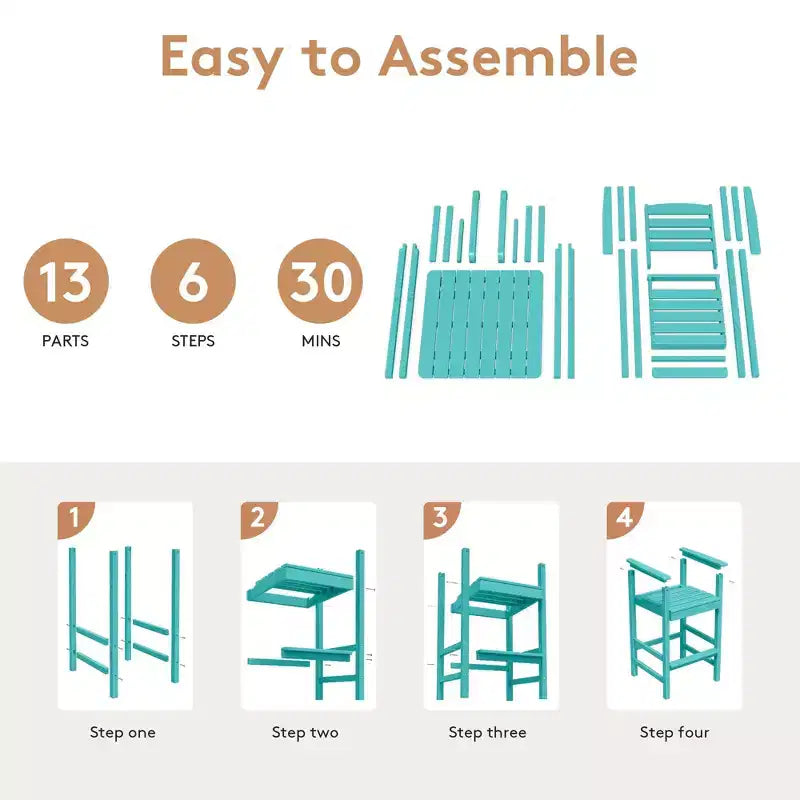 Hyleory 3-Piece HDPE Outdoor Patio Bar Set with Bar Stools