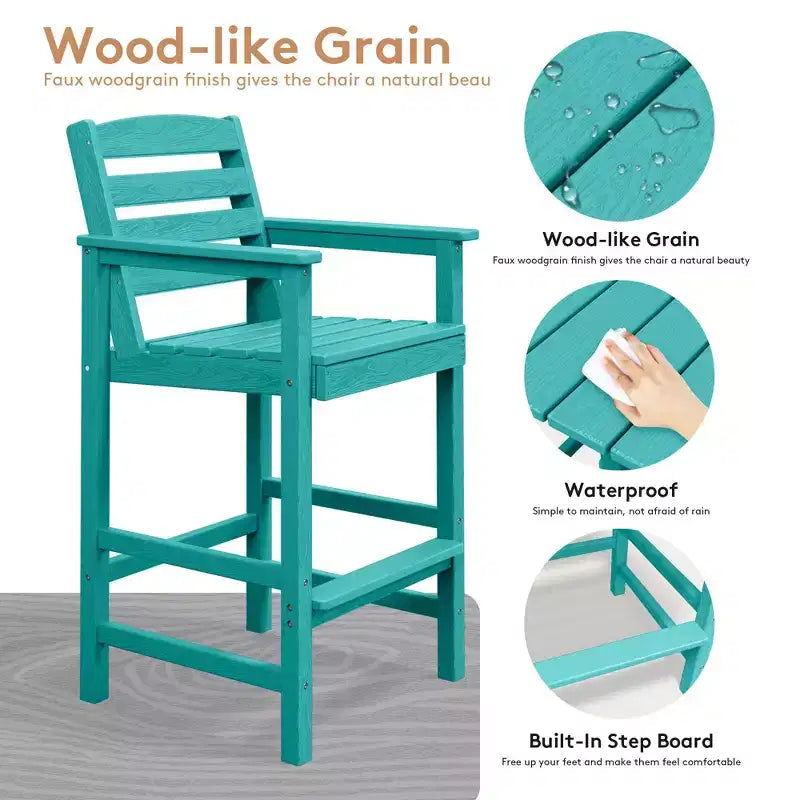 Hyleory 3-Piece HDPE Outdoor Patio Bar Set with Bar Stools