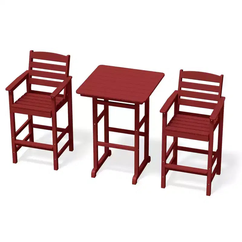Hyleory 3-Piece HDPE Outdoor Patio Bar Set with Bar Stools