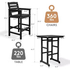 Ensemble de bar de patio extérieur 3 pièces Hyleory en PEHD avec tabourets de bar