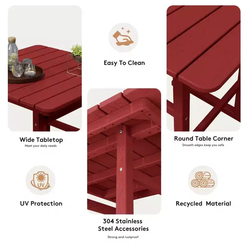 Hyleory 3-Piece HDPE Outdoor Patio Bar Set with Bar Stools