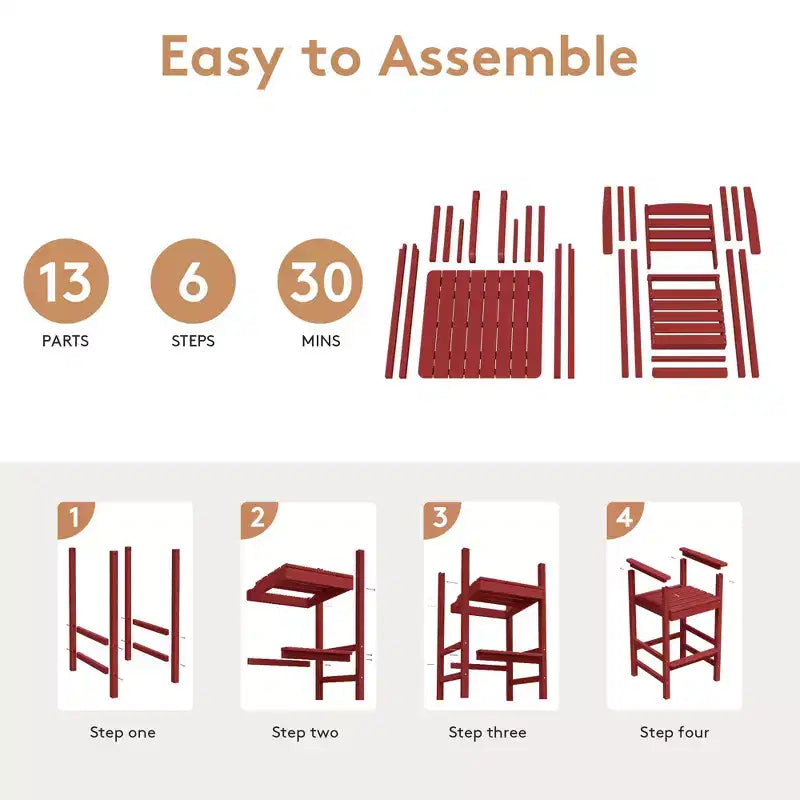 Hyleory 3-Piece HDPE Outdoor Patio Bar Set with Bar Stools