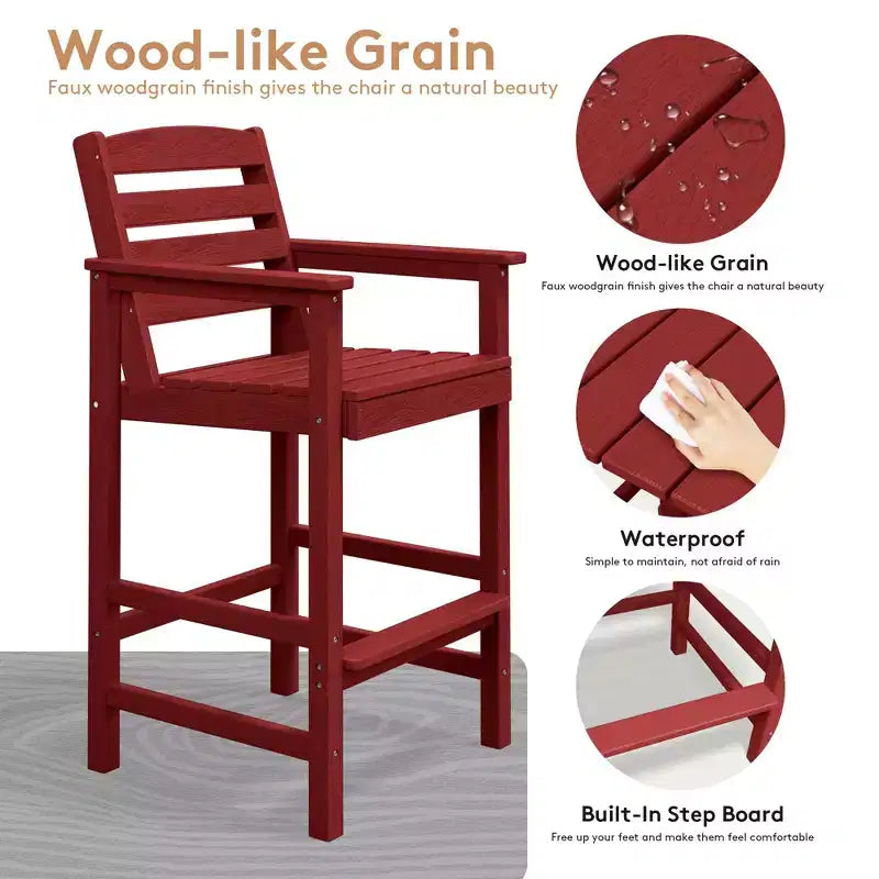 Hyleory 3-Piece HDPE Outdoor Patio Bar Set with Bar Stools