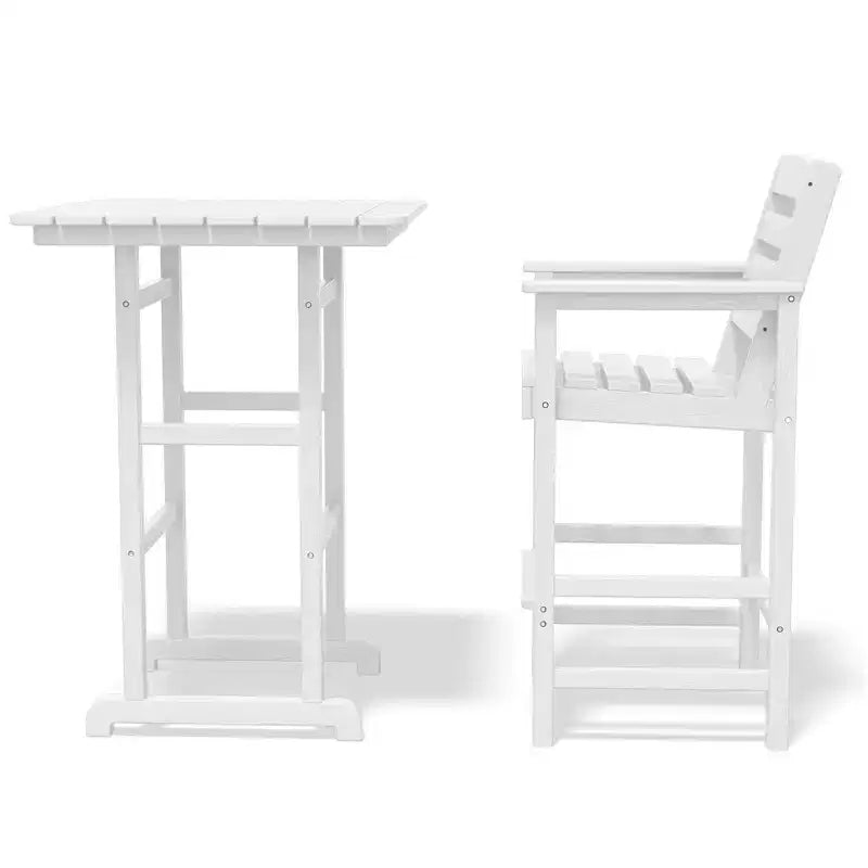 Hyleory 3-Piece HDPE Outdoor Patio Bar Set with Bar Stools