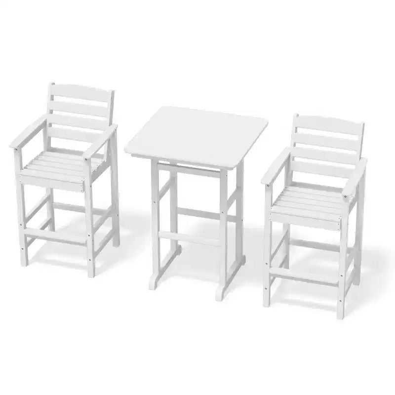Hyleory 3-Piece HDPE Outdoor Patio Bar Set with Bar Stools