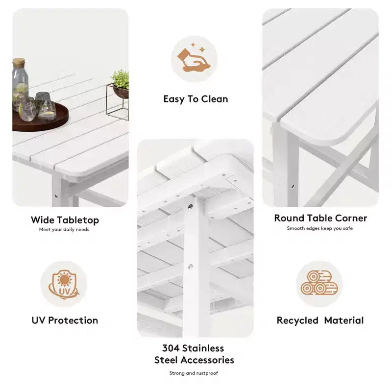Hyleory 3-Piece HDPE Outdoor Patio Bar Set with Bar Stools