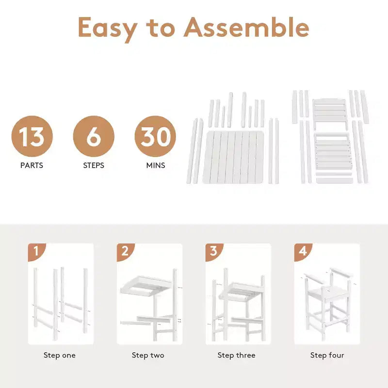 Hyleory 3-Piece HDPE Outdoor Patio Bar Set with Bar Stools