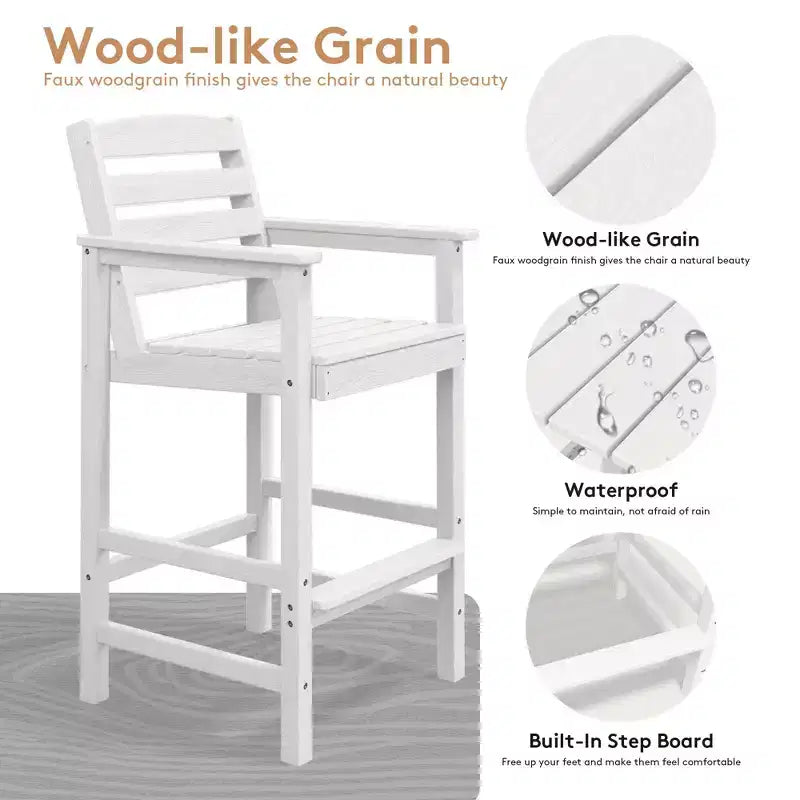 Hyleory 3-Piece HDPE Outdoor Patio Bar Set with Bar Stools