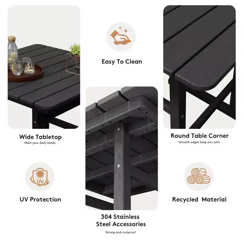 Hyleory 3-Piece HDPE Outdoor Patio Bar Set with Bar Stools