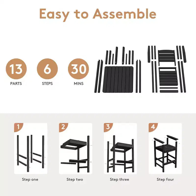 Hyleory 3-Piece HDPE Outdoor Patio Bar Set with Bar Stools