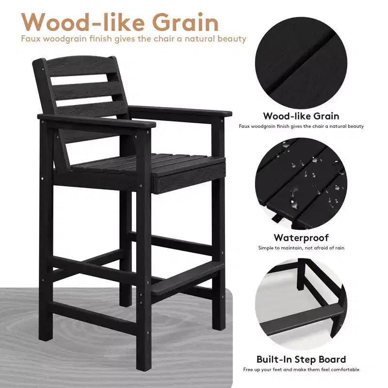 Hyleory 3-Piece HDPE Outdoor Patio Bar Set with Bar Stools