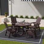 WestinTrends 5 Piece Outdoor Patio Dining Round Table and Modern Armchair Set