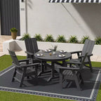 WestinTrends 5 Piece Outdoor Patio Dining Round Table and Modern Armchair Set