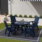WestinTrends 5 Piece Outdoor Patio Dining Round Table and Modern Armchair Set